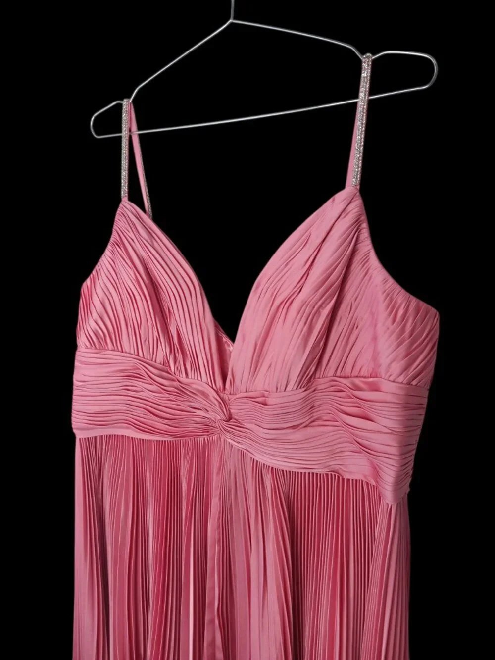 NWT Mac Duggal 77007 Pink High-Low Pleated Dress Size 16W Wedding Guest Party - Picture 8 of 16